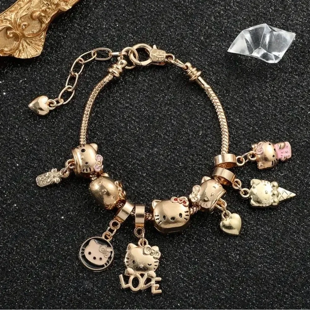 Sanrio Hello Kitty Charms Beaded Bracelet Japanese Anime Kitty Charm Bracelet